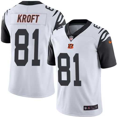 Men's Elite Tyler Kroft Nike Jersey White - #81 Rush NFL Cincinnati Bengals